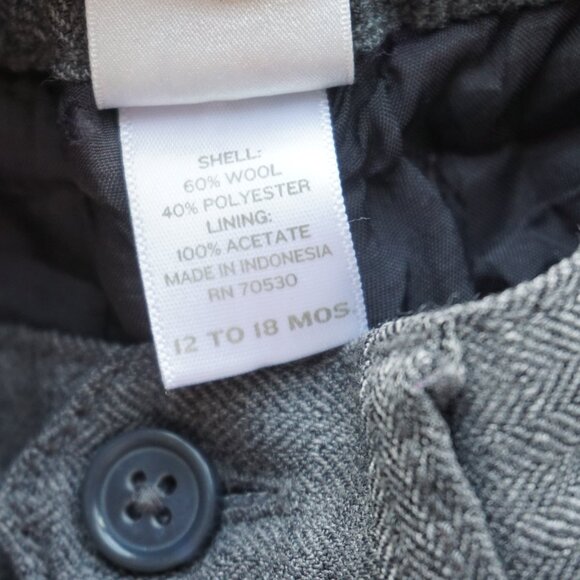 Janie and Jack Wool Herringbone Trouser Pants Gray Special Occasion Baby 12-18m - Picture 5 of 7